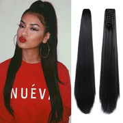 Straight Claws In Ponytail 100% Brazilian Human Hair Extensions Natural Black