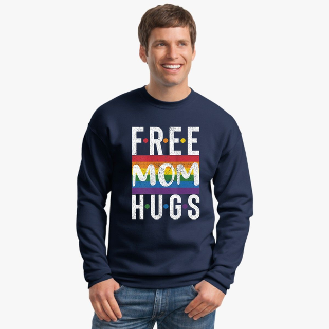 Free Mom Hugs Funny Pride Unisex Crewneck Sweatshirt - Customon