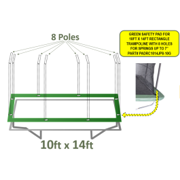 Standard Safety Pad (Spring Cover) for 10ft x 14ft Rectangle Trampoline that uses an 8 Pole Enclosure System- Green