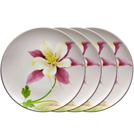 Noritake Colorwave Clay Set of 4 Floral Accent Plates with Columbine Flower