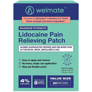 WELMATE Pain Relief - 4% Lidocaine Patch, 30 Patches (Generic Salonpas)