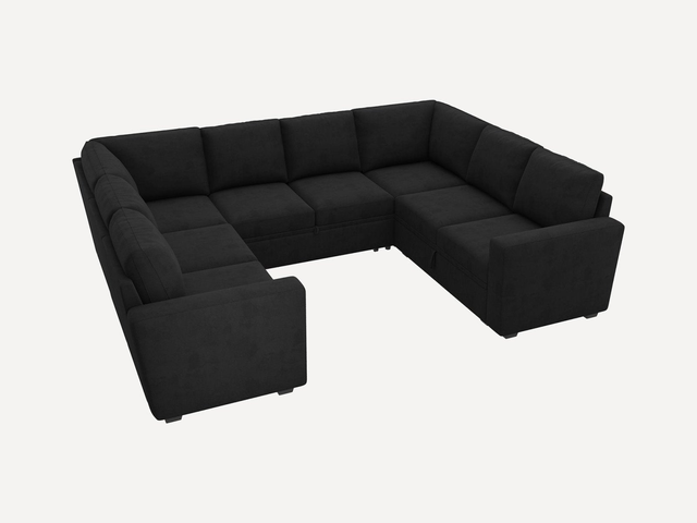 HONBAY 8-Piece Velvet Modular Sleeper Sectional Sofa With 4 Storage Spaces