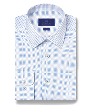 TBSP11201135 | White & Blue Micro Print Dress Shirt