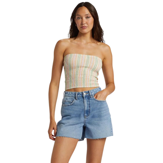 Billabong Riley Cut-Off Denim Shorts in Faded Indigo Fray