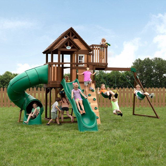 Skyfort III Outdoor Wooden Swing Set - Backyard Discovery
