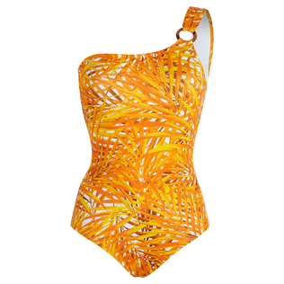 Women One-Shoulder One-piece Swimsuit Palm Leaves