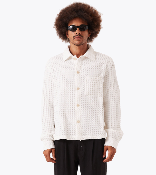 Stitched Waffle Shirt Vintage White