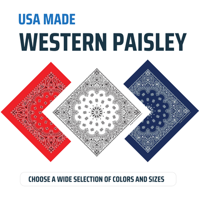 Western Paisley Bandana - Made in USA 100% Cotton