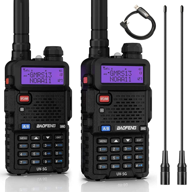 Baofeng UV-5X / UV-5G [1 Pair] GMRS Radio | 5W | Repeater Capable | NOAA Scan