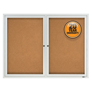 Quartet Enclosed Cork Bulletin Board for Outdoor Use, 4' x 3', 2 Door, Aluminum Frame