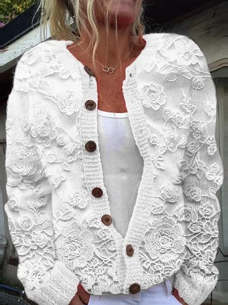 Women Floral Casual Spring/Fall Printing Cardigan