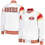 Men's Starter White San Francisco 49ers Satin Full-Snap Varsity Jacket