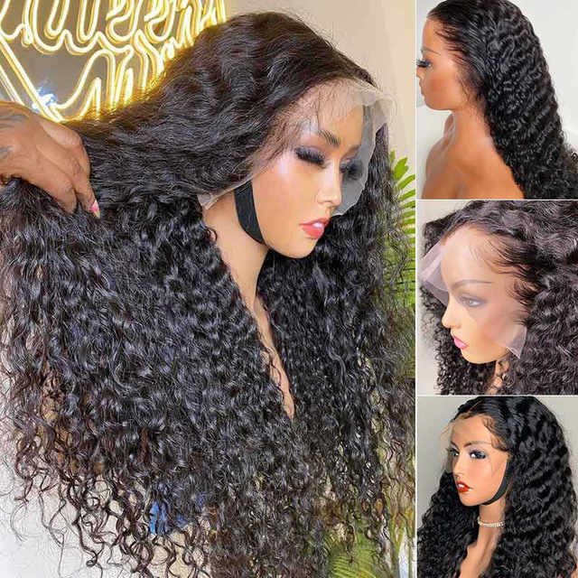 Deep Wave Wigs 13x6 Frontal Wigs Hd Transparent Lace Front Curly Human Hair Wigs Thick Density