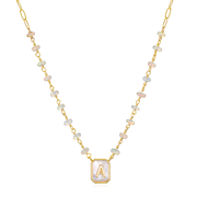 New! Ethiopian Opal Paperclip Initial Necklace