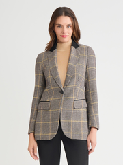 One Button Elbow Patch Blazer