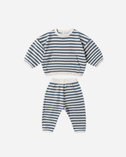 Waffle Slouch Set || Ocean Stripe