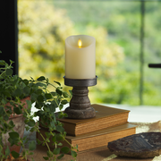 Ivory Flameless Candle Pillar - Scallop Top - 3" Width