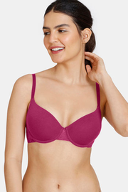 Zivame Beautiful Basics Padded Wired Medium Coverage T-Shirt Bra -  Beet Red2