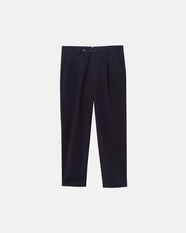 Navy Linen Blend Trousers