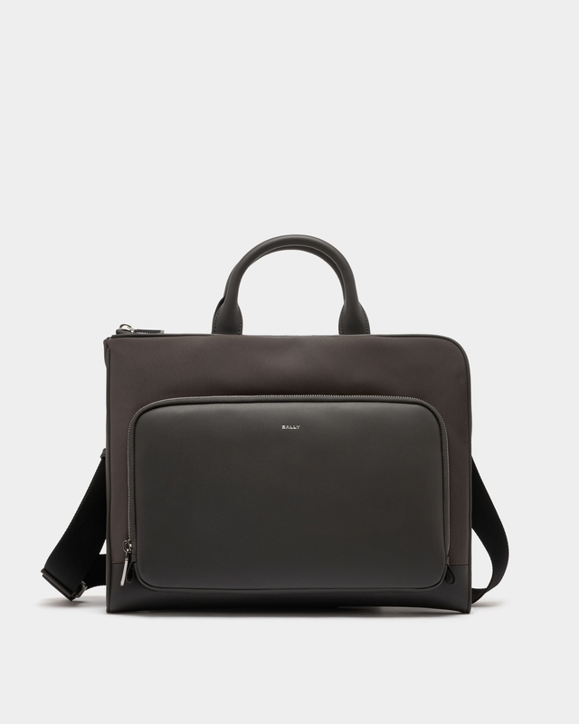 Vogel Briefcase in Grey Nylon and Recycled Leather