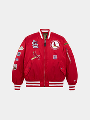 ST. LOUIS CARDINALS X ALPHA X NEW ERA MA-1 BOMBER JACKET (SPEED RED)