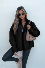 Black Quilted Zip Up Puffer Jacket