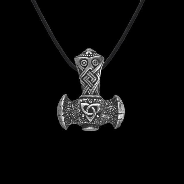 Handcrafted Mjölnir Triquetra Silver Amulet
