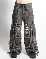 SHREDDER DENIM STRAP PANT BLACK