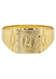 Mens Virgin Mary Signet Ring - 10K Gold | 2 Grams
