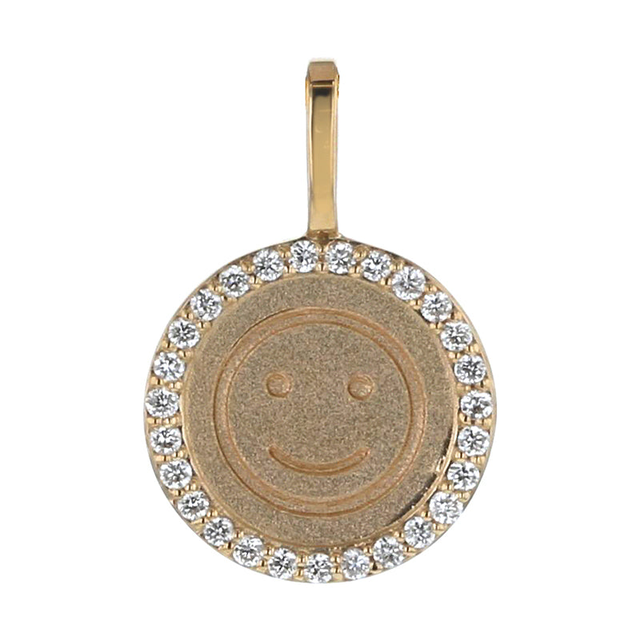 Happy Face Diamond Medallion - 18K Gold | VS Clarity