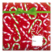 Colorful Candy Cane  Jumbo Rolled Gift Wrap and Labels