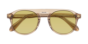 light Brown Browline Grandpa Round Tinted Sunglasses with Medium Champagne Sunwear Lenses - Mufasa
