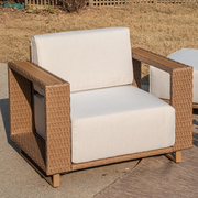 Sophia & William Wicker Patio Furniture Chair with Thick Cushion, Beige