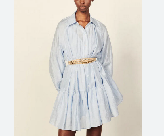 Sandro Paris Women's Dress Size 38 FR / M Linen Blend Shirt Dress SFPRO02306