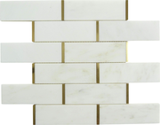 Natural Bianco White and Gold Metal Brick Subway Stone Tile