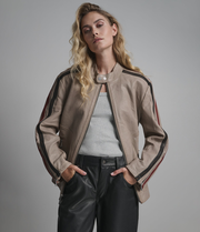 Nova Striped Letterman Leather Racer Jacket