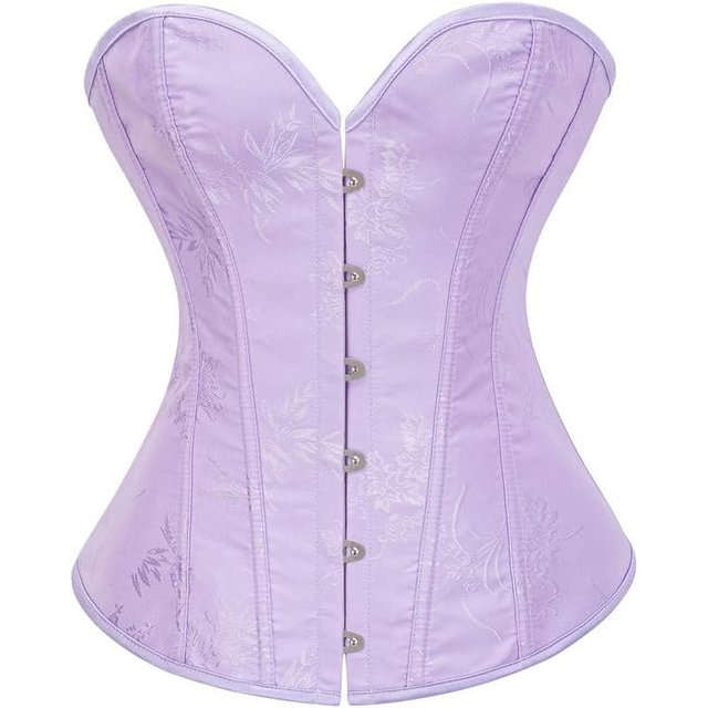 Women's Beautiful Classic Corset Top Satin Overbust Lace Up Waist Trainer