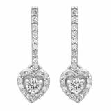0.50 Carat (ctw) 14K White Gold Round White Diamond Ladies Heart Dangling Drop Earrings 1/2 CT