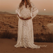 Maternity Splicing Lace Tassel Sheer Photoshoot Dress