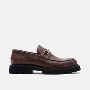 Blake Brown Snake Leather Lug Bit Loafers