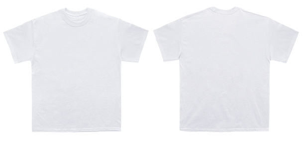 Blank T Shirt color white template front and back view on white...