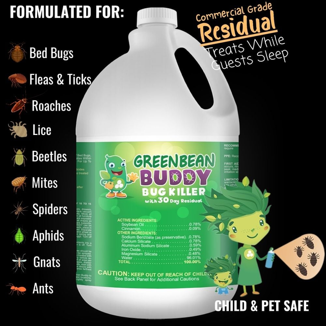 Strongest Bed Bug Killer with Residual Prevention, 1 Gallon Green Bean Buddy