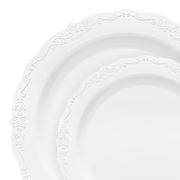 White Vintage Round Disposable Plastic Dinnerware Value Set