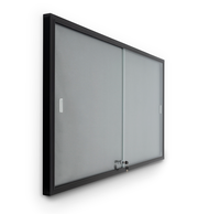 60 x 36 Enclosed Bulletin Board with 2 Locking Sliding Doors - Black with Gray Fabric