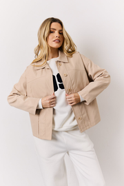 Stone Button Front Pocket Detail Jacket