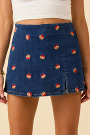 My Favorite Dark Wash Football Embroidery Skort SALE