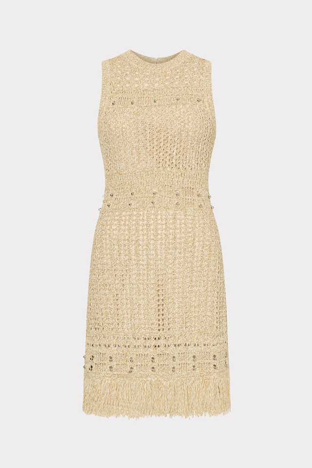 Beaded Fringe Knit Mini Dress