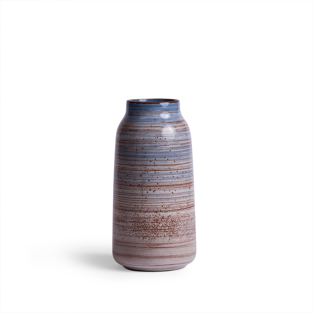 Tall Vase in Wire-Combed Opal Pacific / Buckwheat / Brick