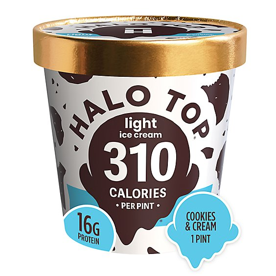 Halo Top Cookies and Cream Light Ice Cream Pint - 16 Fl. Oz.