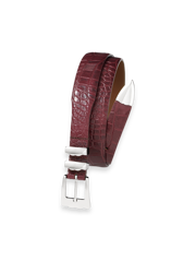 Crocodile Embossed with Metal Keeper & Tip Belt - Cordovan